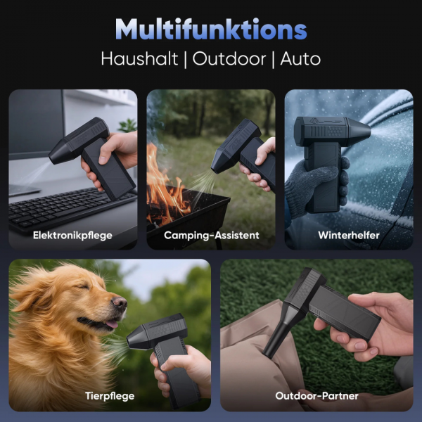 SALCAR Elektrischer Air Duster X3 mit 130.000 U/min – Tragbares & Wiederaufladbares Staubgebläse mit 3 Stufen, Turbotaste & Super-Power für PC, Auto & Haushalt – Bild 5